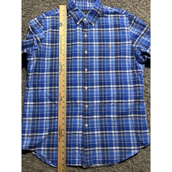 Polo Ralph Lauren Men's Blue‎ Plaid Button Down Long Sleeve Shirt Plaid Men's L - Picture 4 of 6
